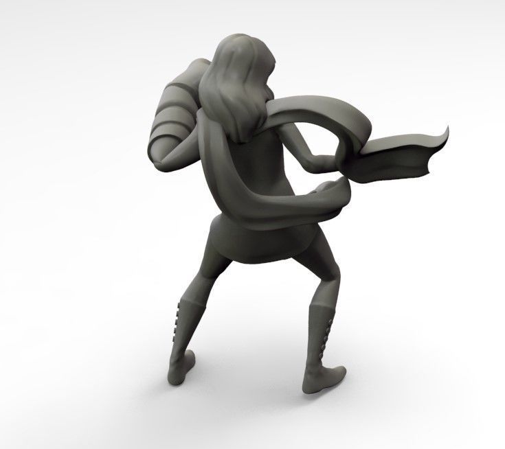 super fist girl 3D print model_5