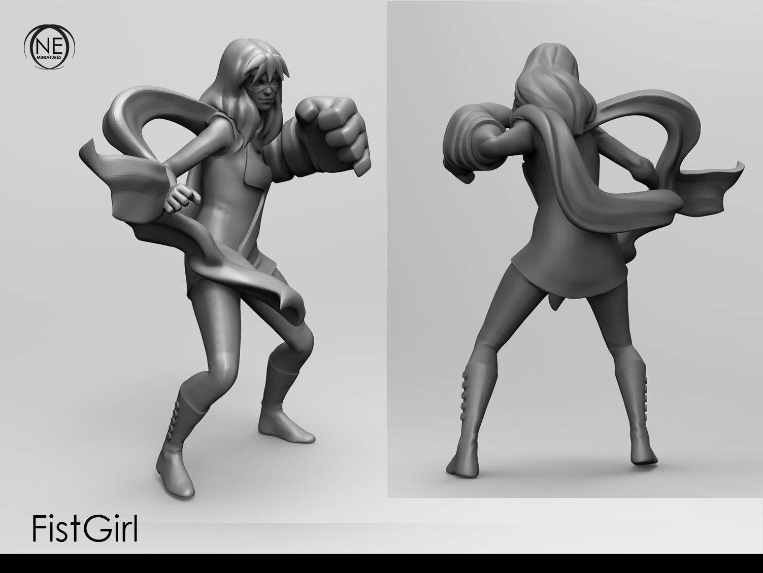 super fist girl 3D print model_1