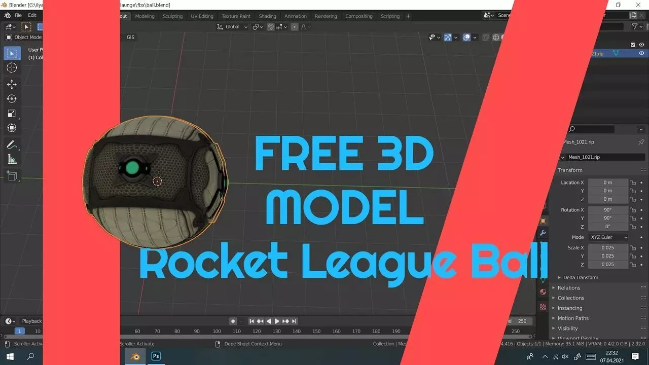 FREE 3D MODEL Rocket League Ball Free low-poly 3D model_0