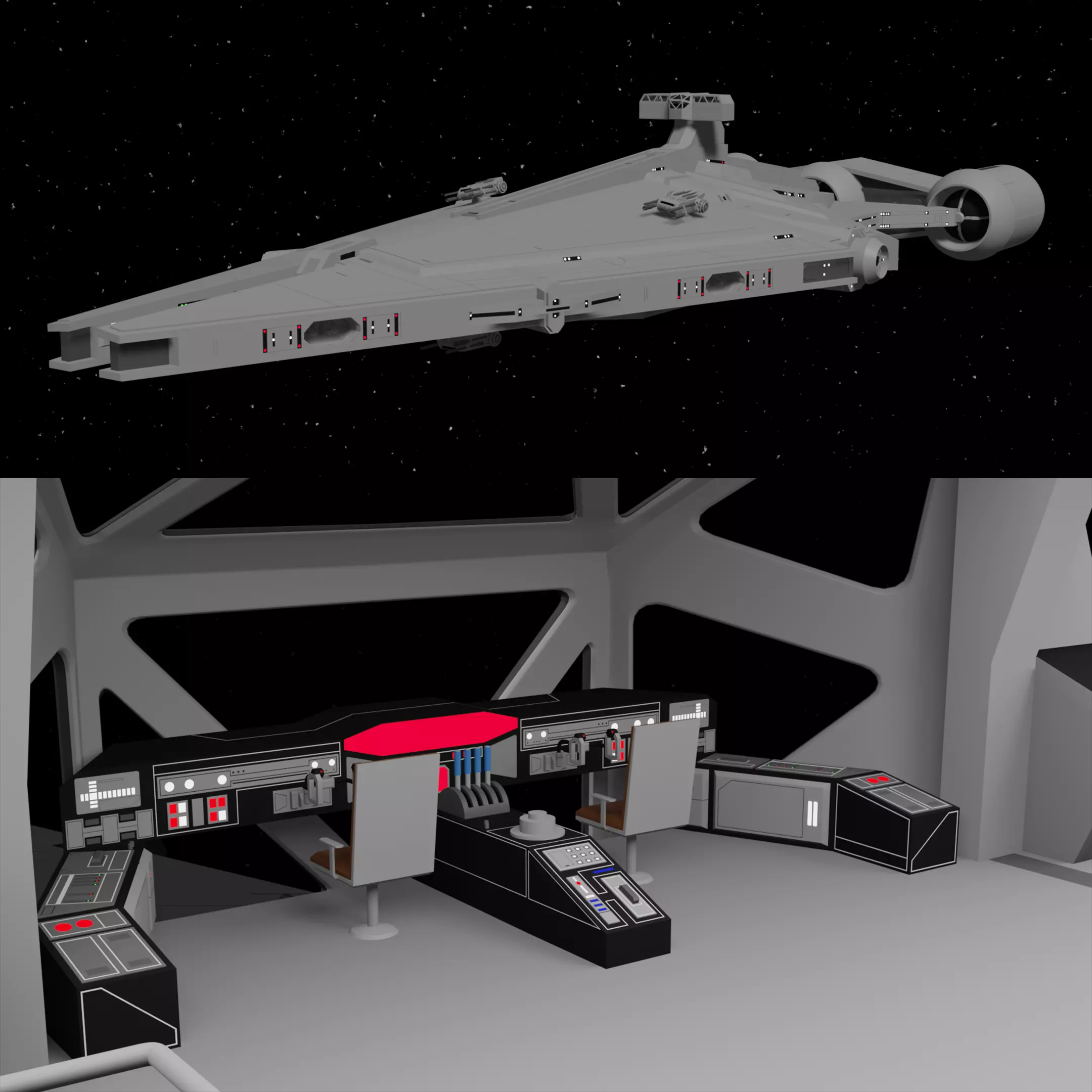 Arquitens Class Light Cruiser - with the interior of the bridge 3D model_0