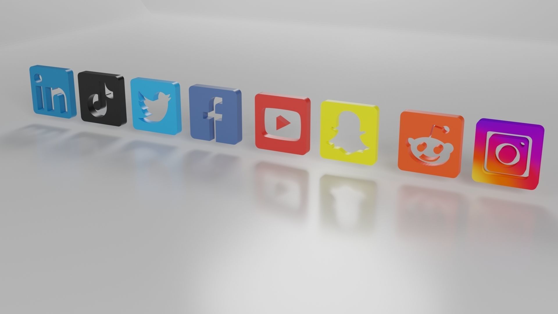 Social Media Icons Low-poly 3D model_5