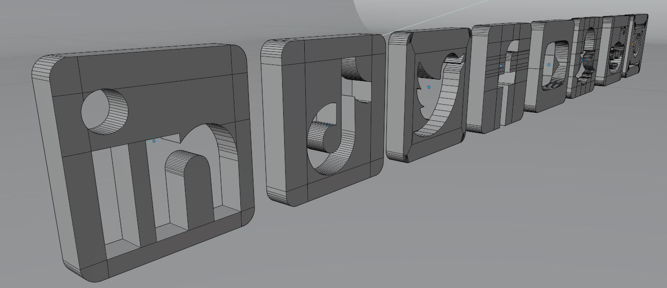 Social Media Icons Low-poly 3D model_3