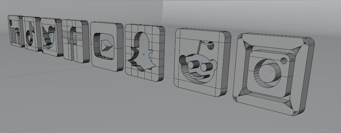 Social Media Icons Low-poly 3D model_2