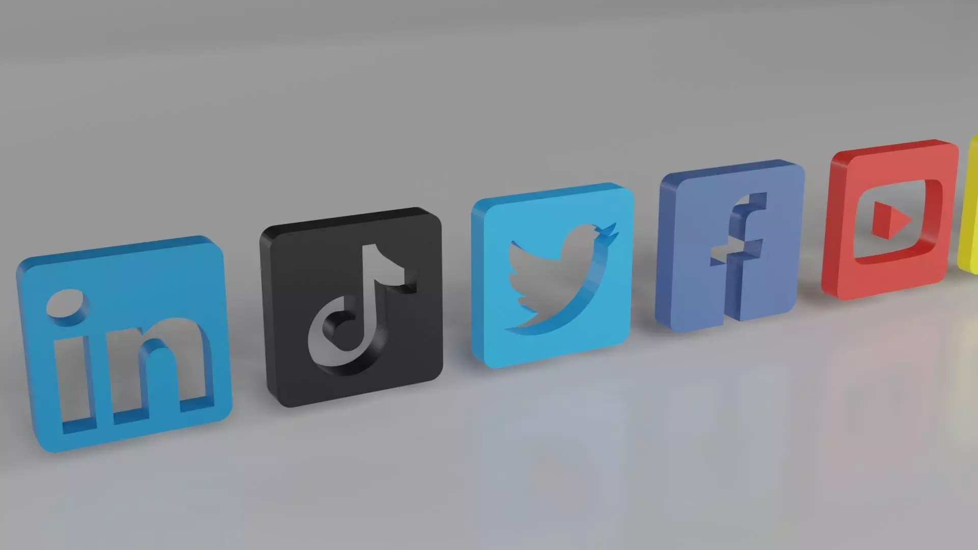 Social Media Icons Low-poly 3D model_0