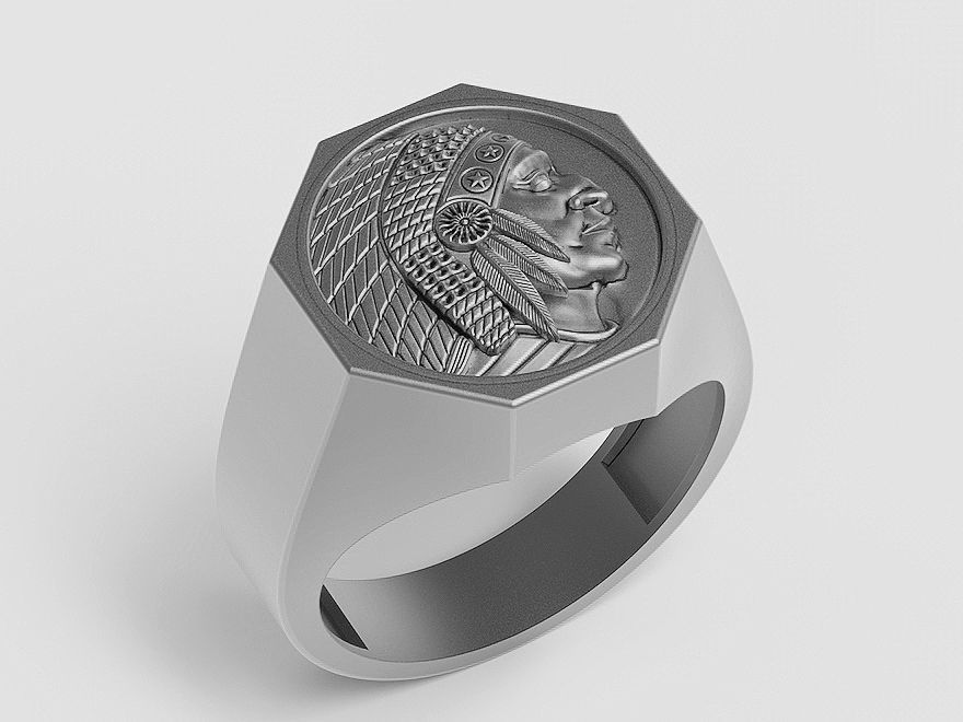 man Indian ring Silver Gold  Print 3D print model_1