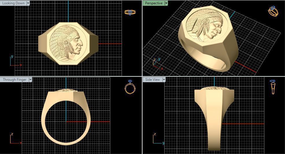 man Indian ring Silver Gold  Print 3D print model_10