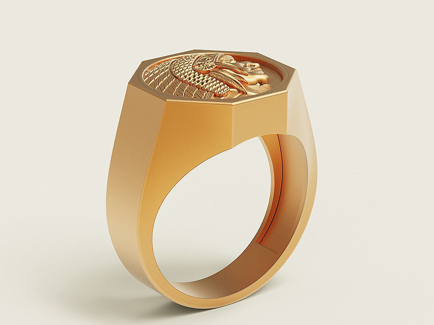man Indian ring Silver Gold  Print 3D print model_7