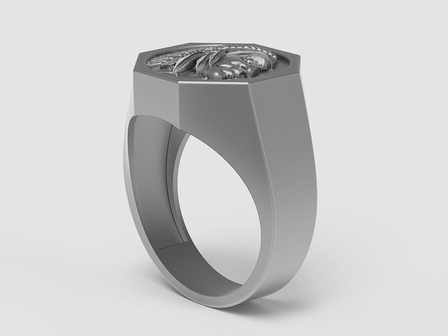 man Indian ring Silver Gold  Print 3D print model_2