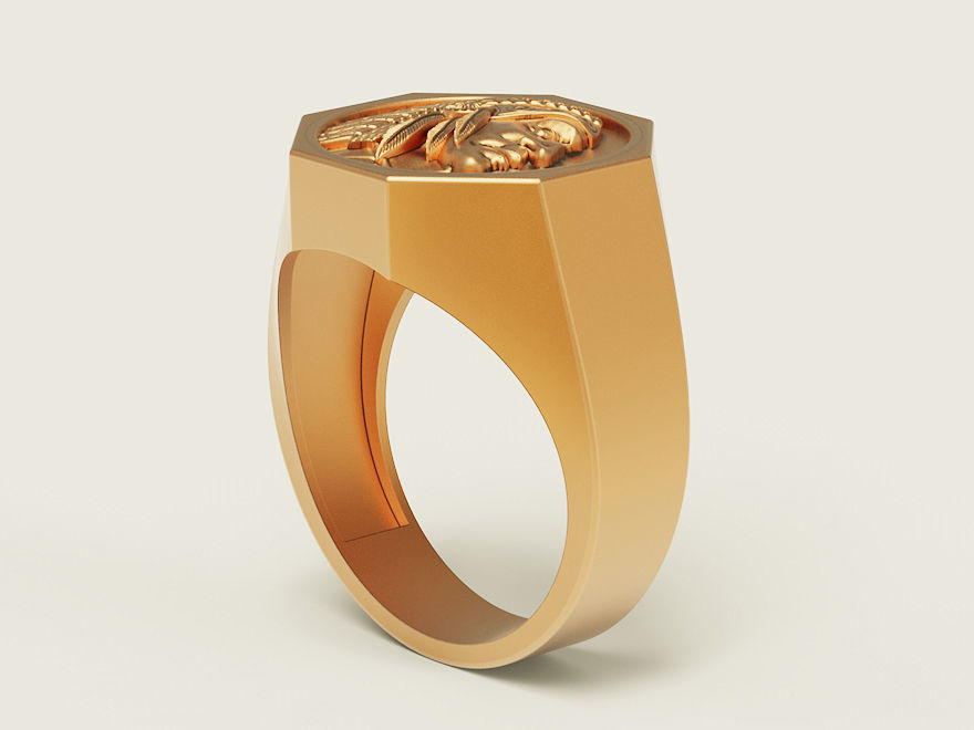man Indian ring Silver Gold  Print 3D print model_6