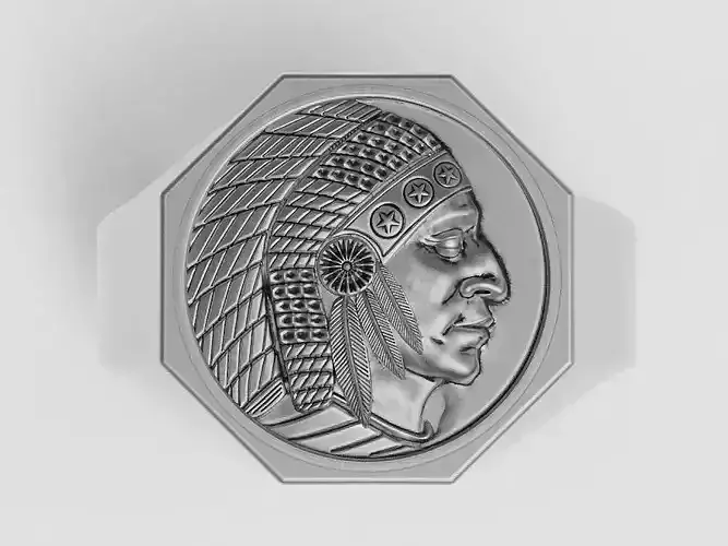 man Indian ring Silver Gold  Print