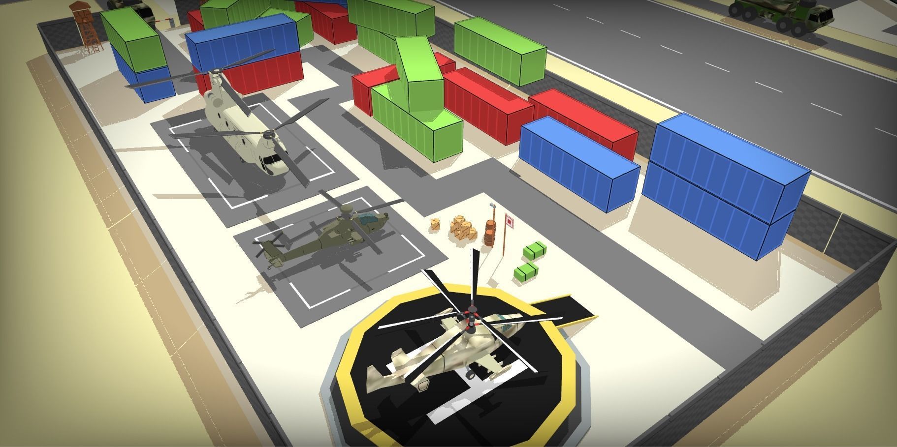 POLYGRUNT Airforce Pack Lowpoly Jets Helicopter with Environment Low-poly 3D model_8