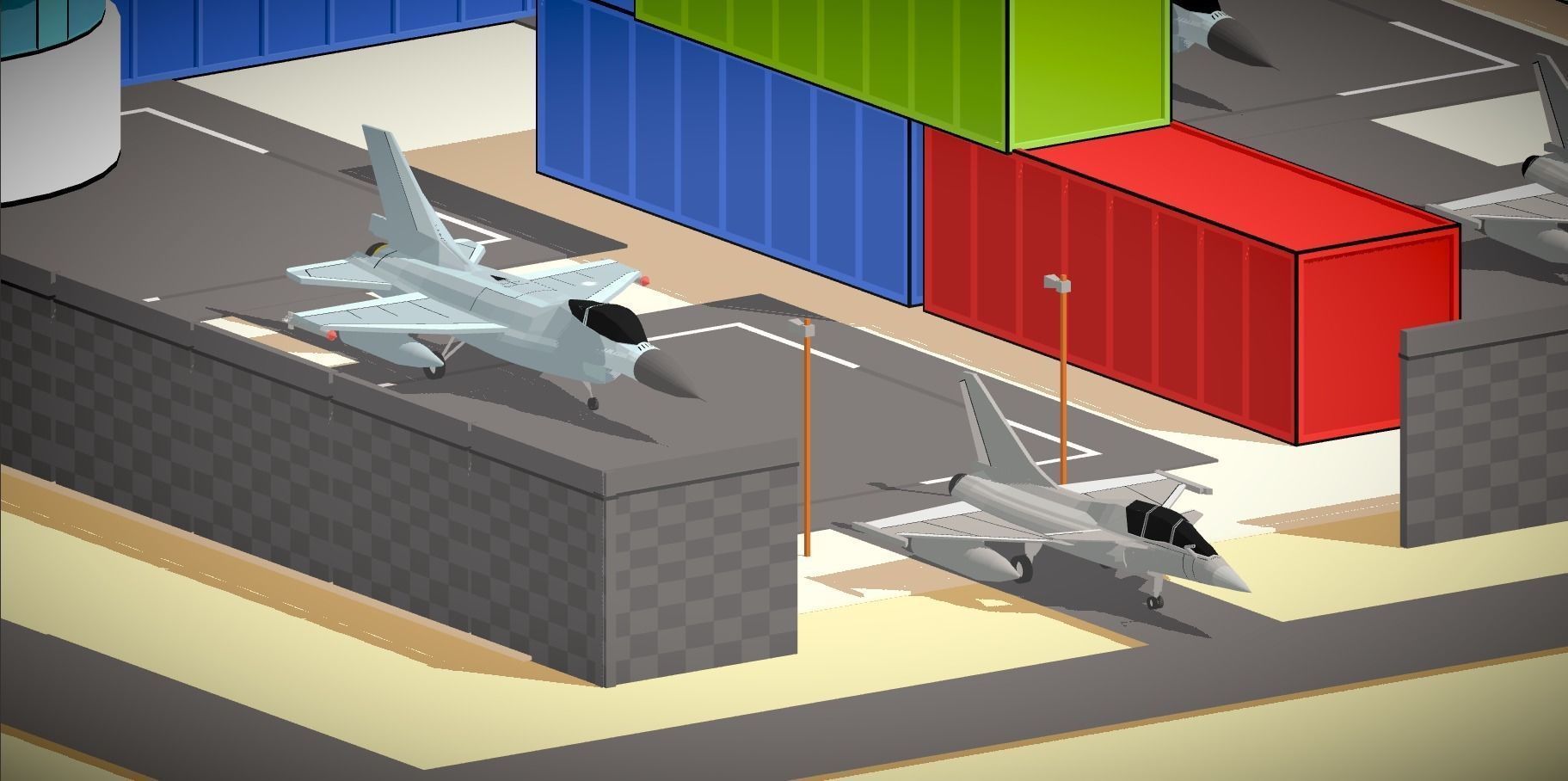 POLYGRUNT Airforce Pack Lowpoly Jets Helicopter with Environment Low-poly 3D model_11