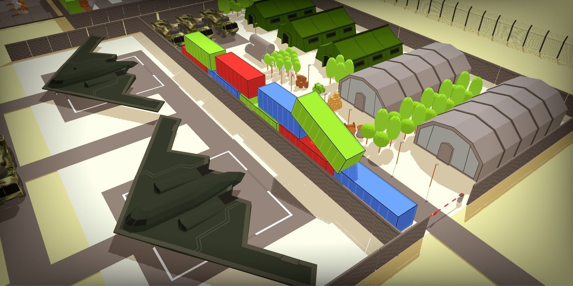 POLYGRUNT Airforce Pack Lowpoly Jets Helicopter with Environment Low-poly 3D model_9