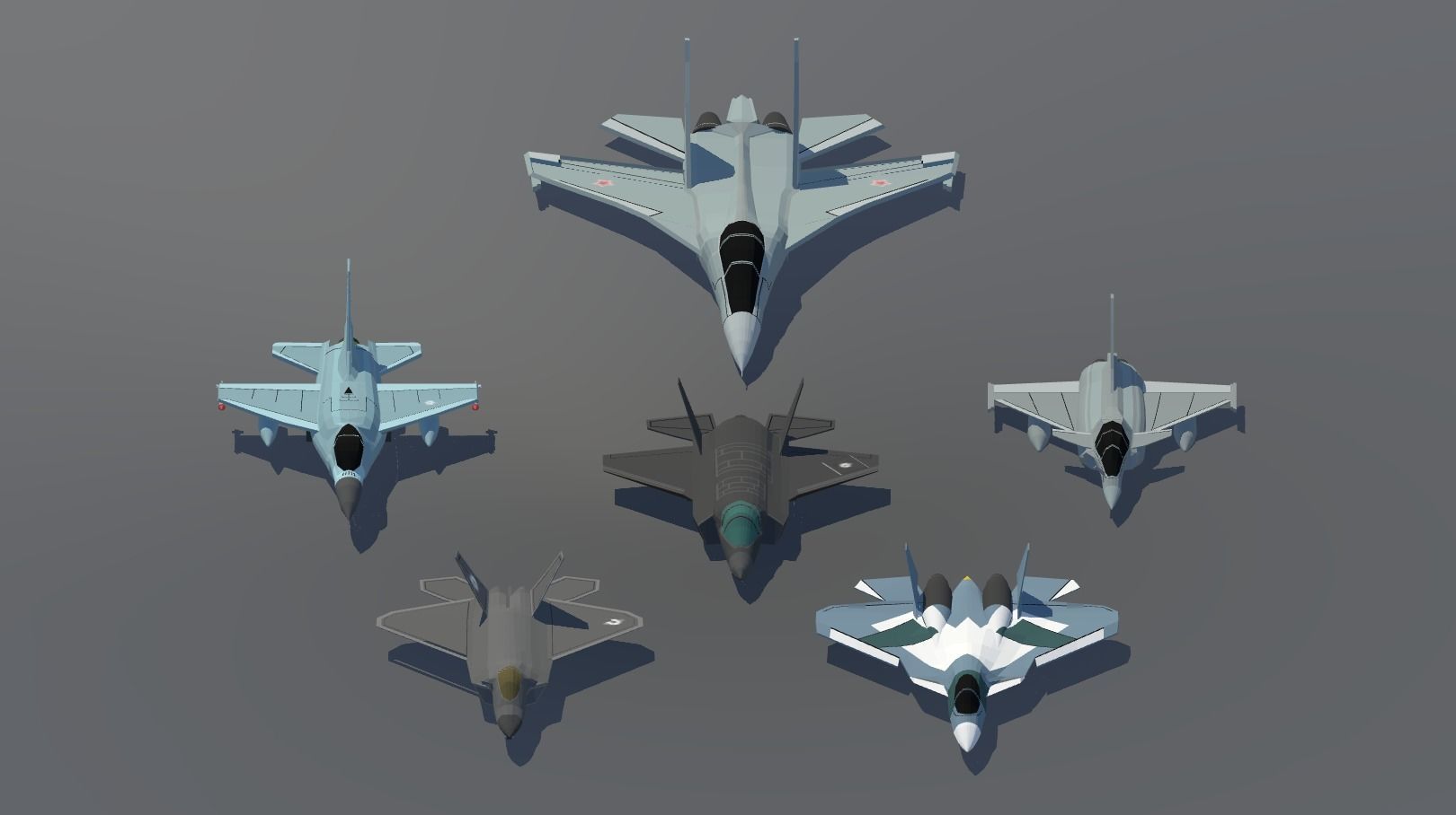 POLYGRUNT Airforce Pack Lowpoly Jets Helicopter with Environment Low-poly 3D model_12