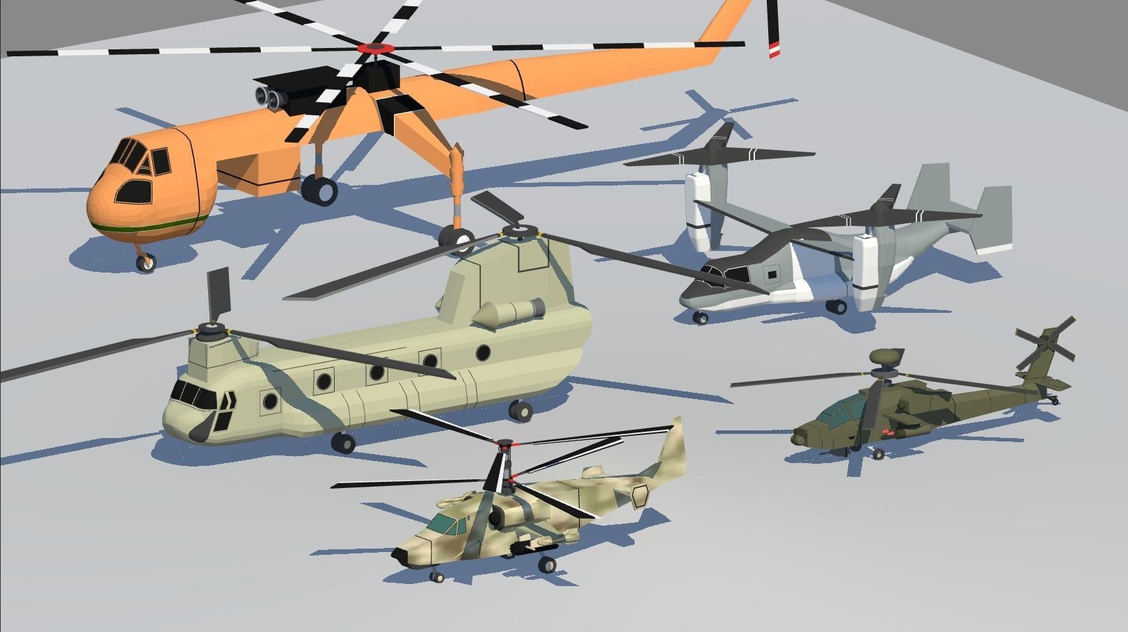 POLYGRUNT Airforce Pack Lowpoly Jets Helicopter with Environment Low-poly 3D model_13