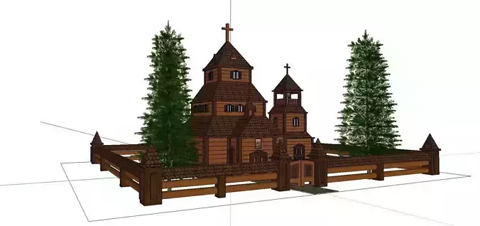 Architecture-Religion-God-Culture-Temple-0130 wooden church in middle of forest