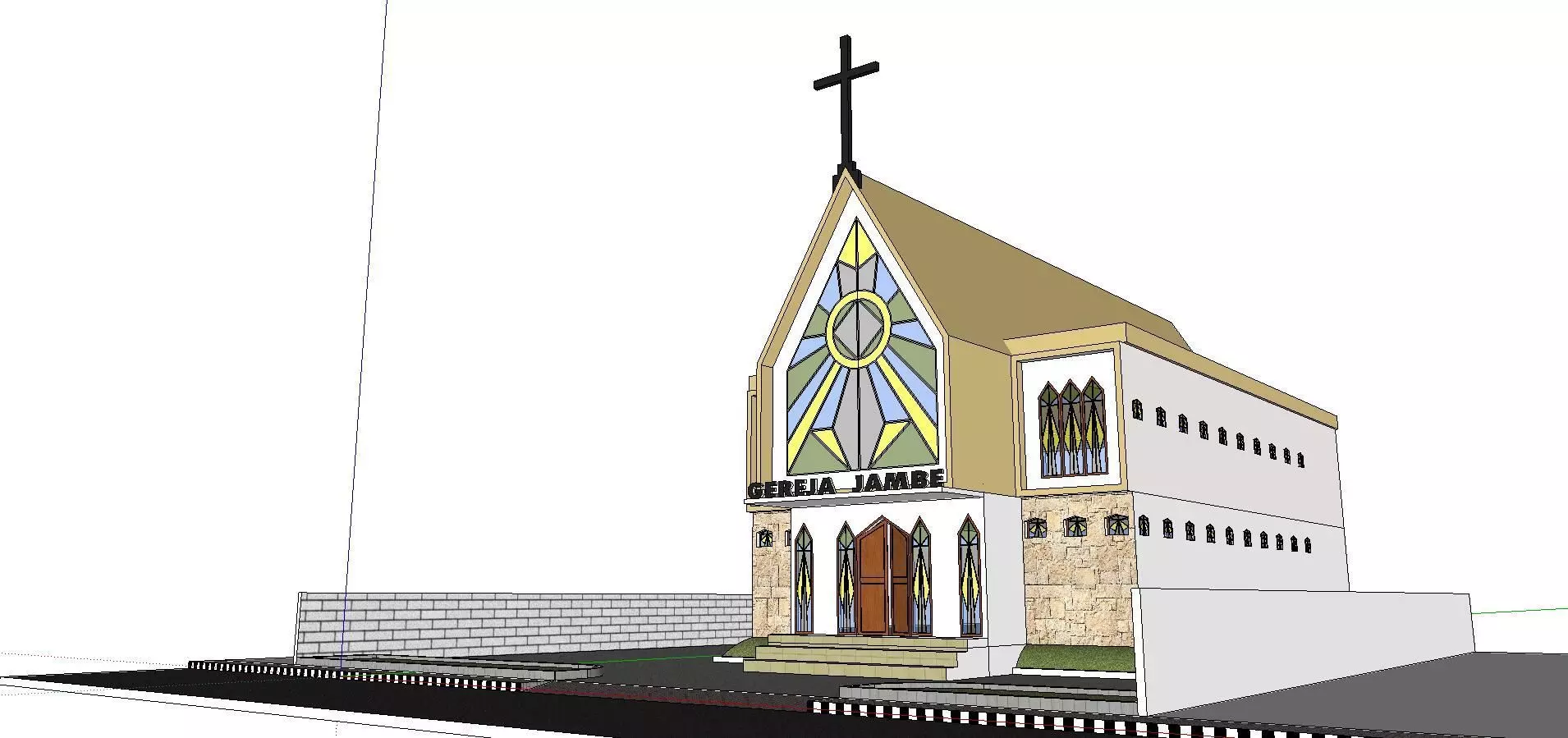 Architecture-Religion-God-Culture-Temple-0134 church with cross 3D model_0