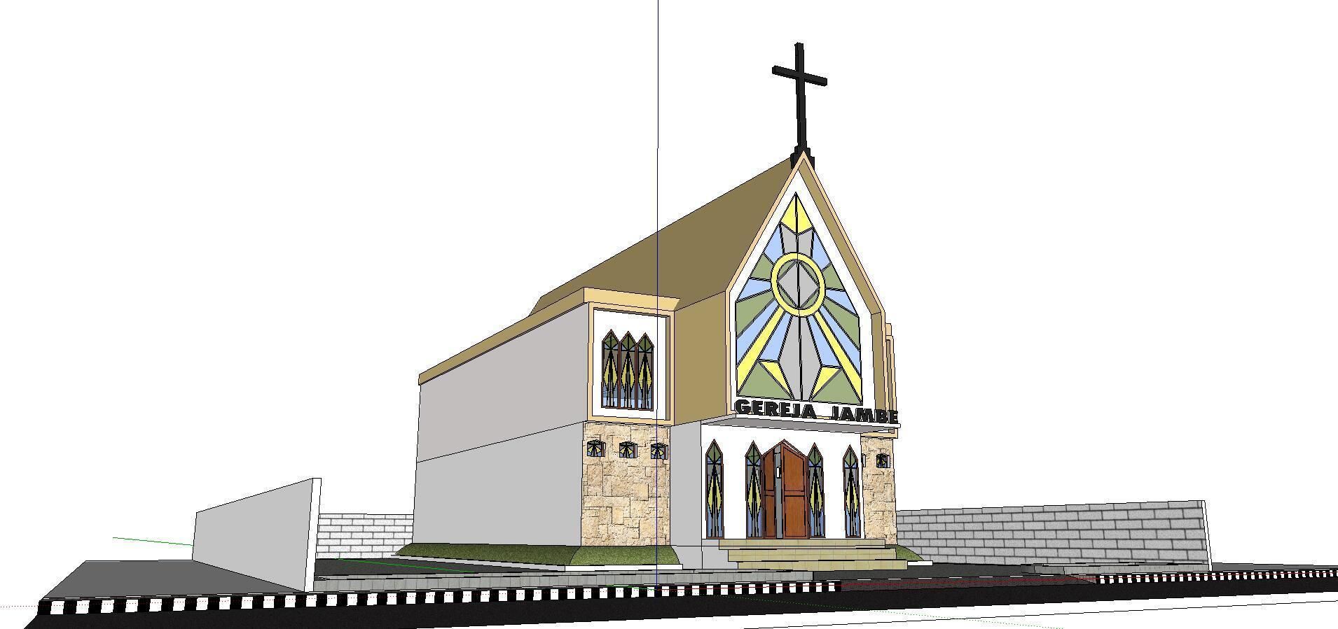 Architecture-Religion-God-Culture-Temple-0134 church with cross 3D model_1