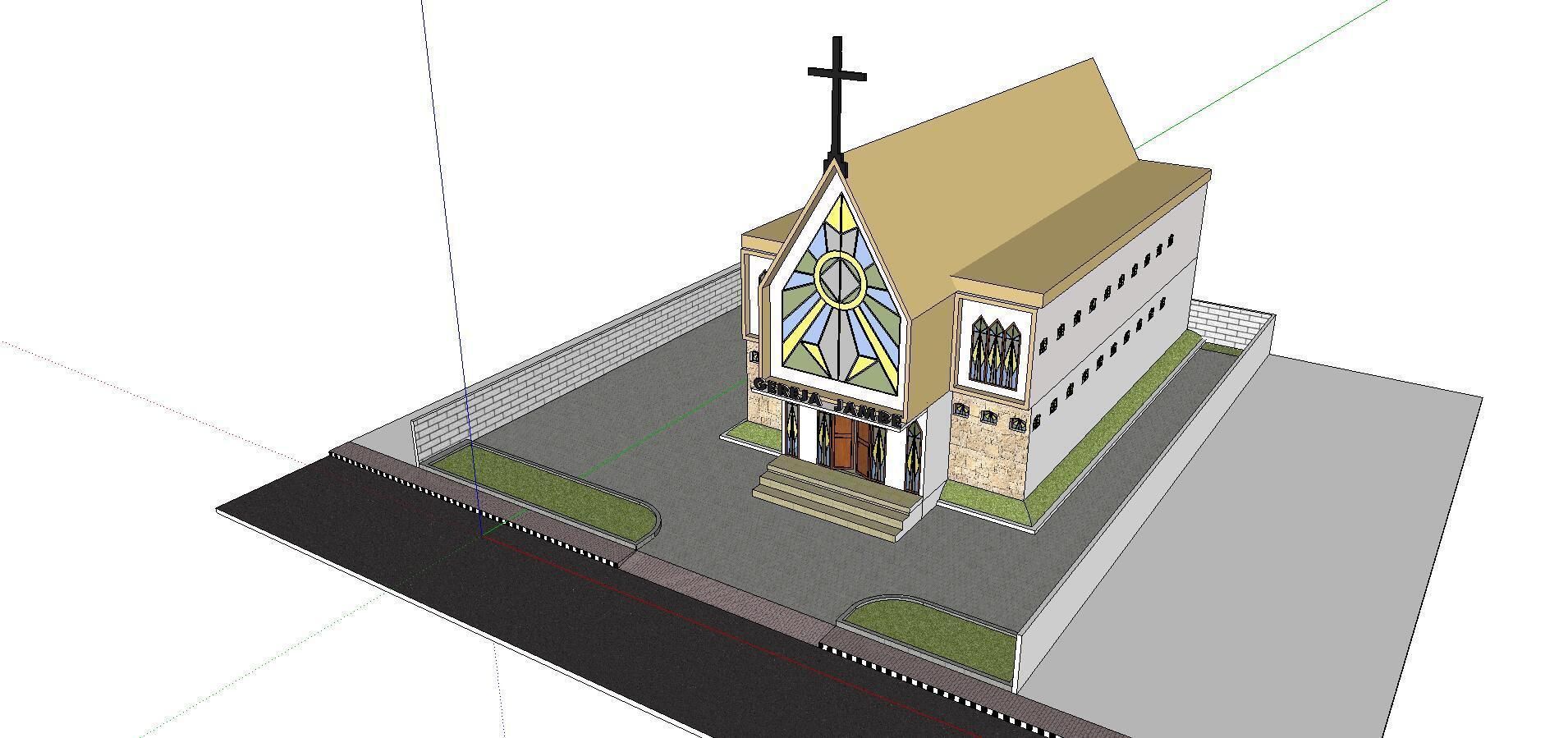 Architecture-Religion-God-Culture-Temple-0134 church with cross 3D model_4