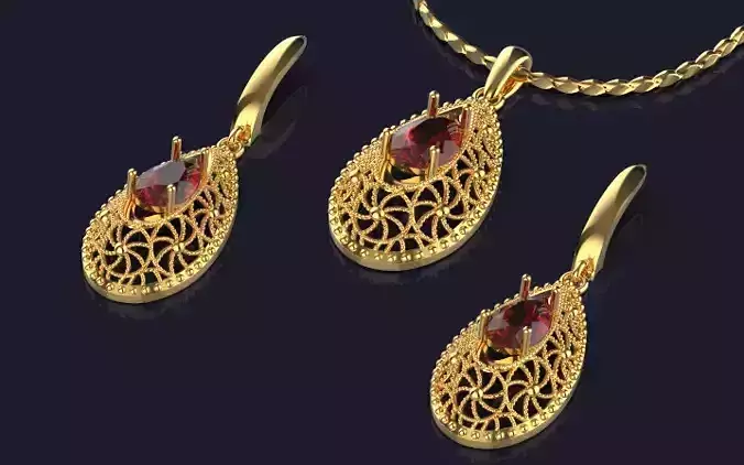 jewelry set earring pendant gold