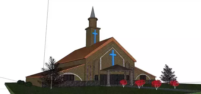 Architecture-Religion-God-Culture-Temple-0138 church with cro... 3D model