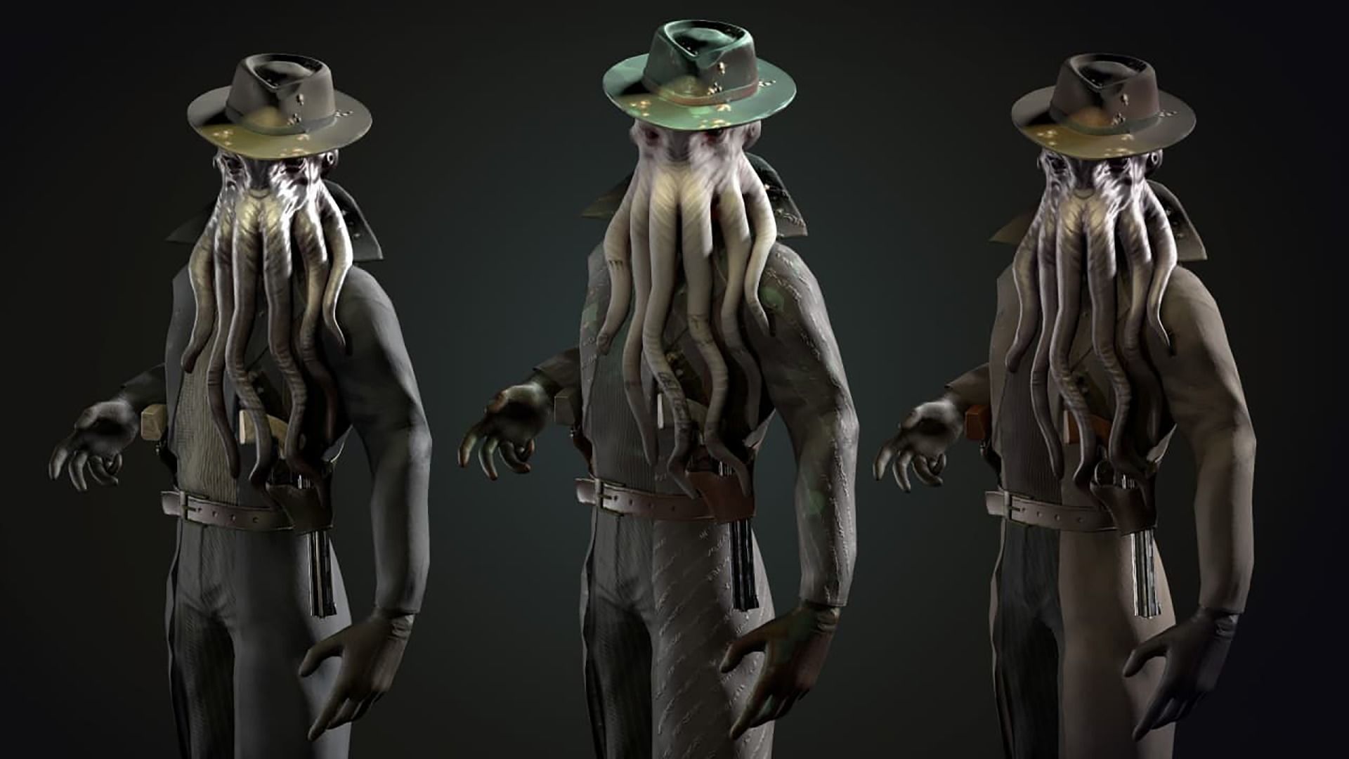 Octopus Detective Monster Low-poly 3D model_4