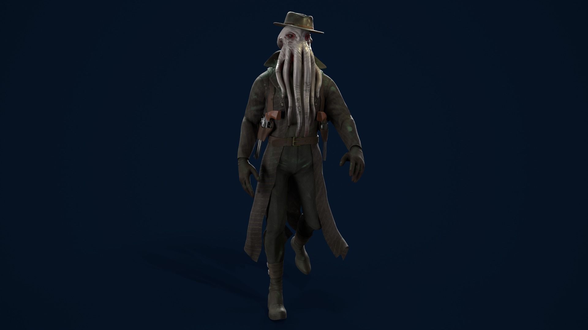 Octopus Detective Monster Low-poly 3D model_8