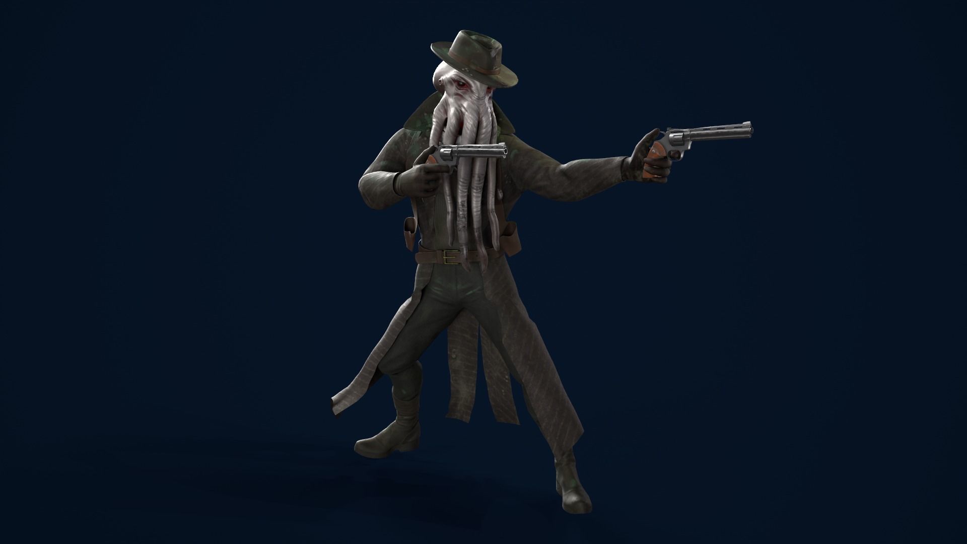 Octopus Detective Monster Low-poly 3D model_6