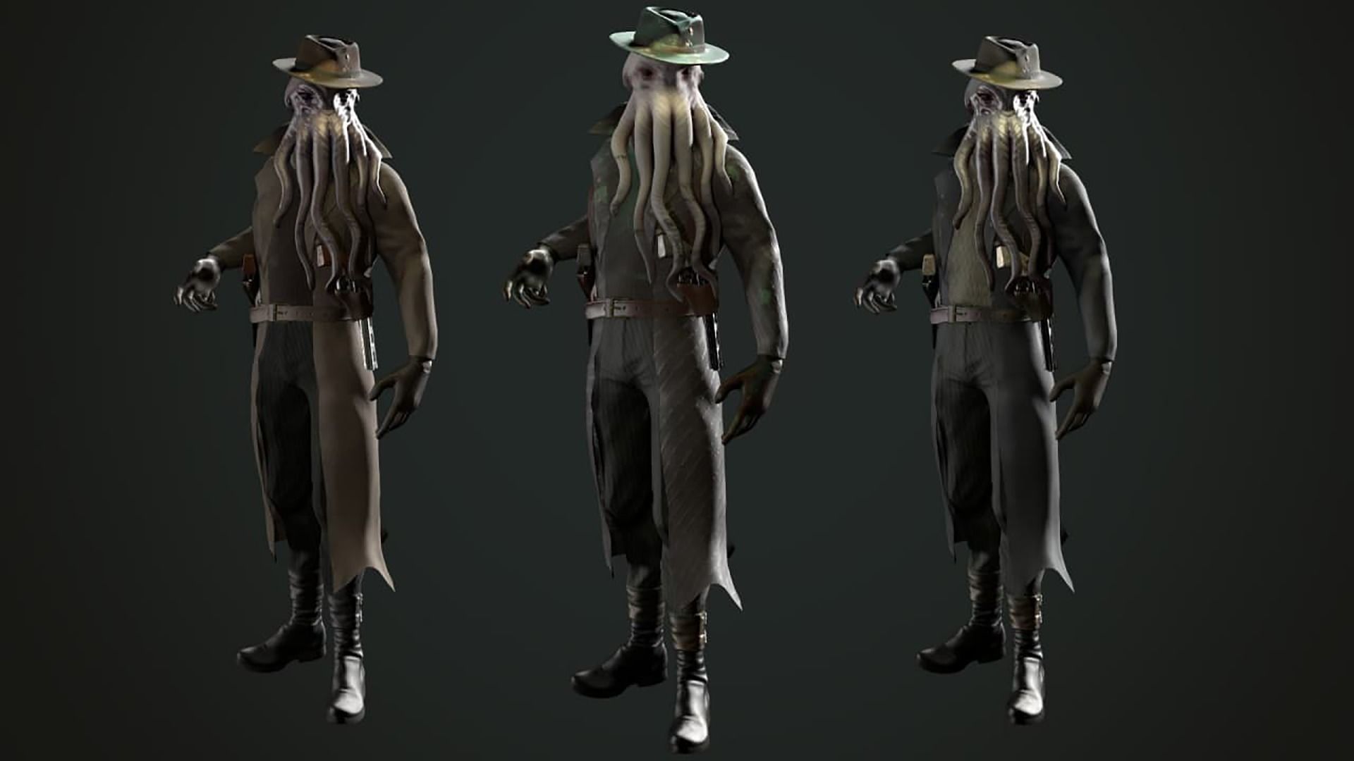 Octopus Detective Monster Low-poly 3D model_3