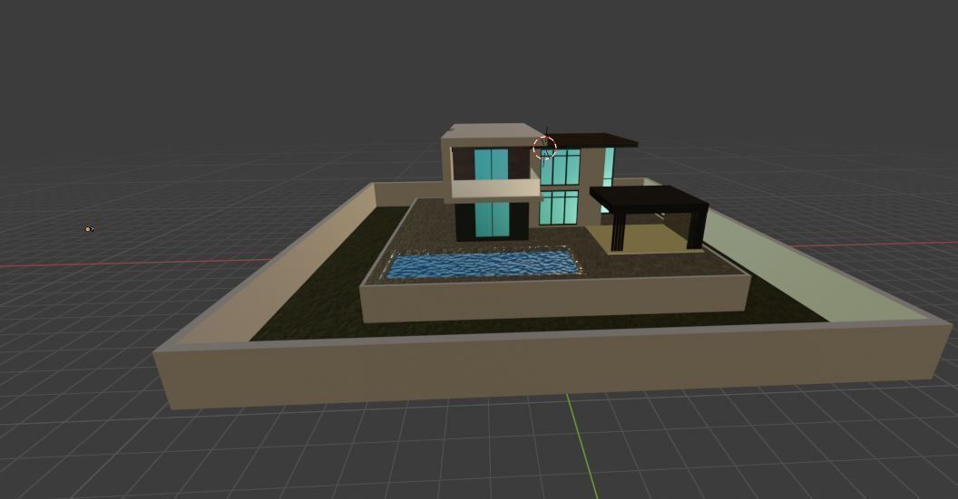 ModernHouse modern house with pool Free low-poly 3D model_2