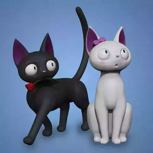 Anime Style Cat Couple 3D Print