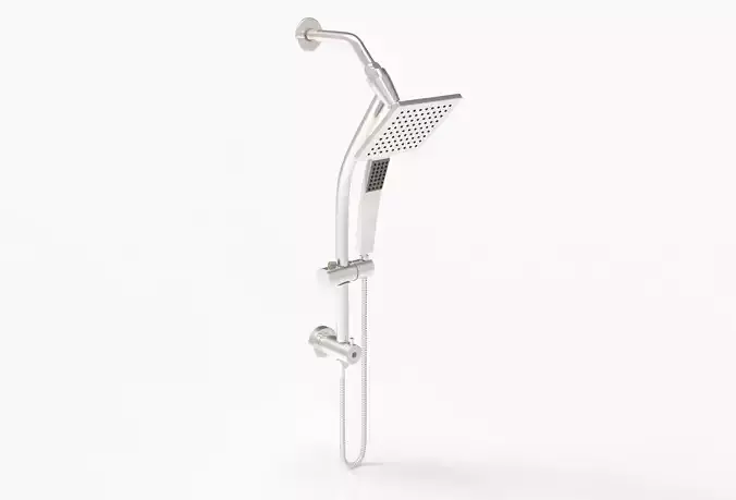 Square shower with chrome hand shower