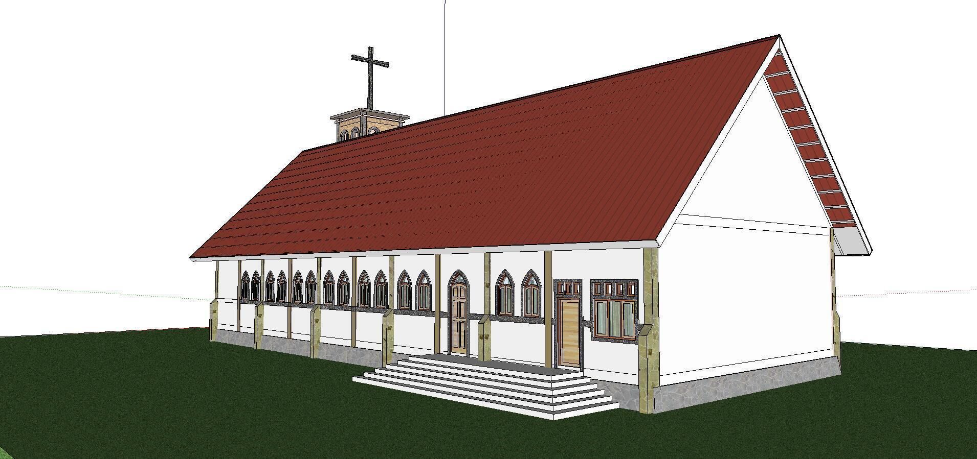 Architecture-Religion-God-Culture-Temple-0298 church with cro... 3D model_3