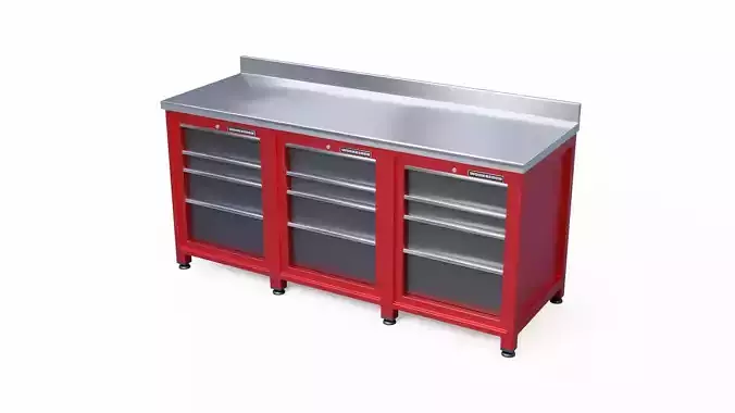 Workbench tool cabinet with drawers Low-poly 3D model