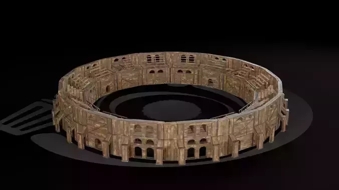 AAA Medieval Colosseum Wooden Arena 01 R Low-poly 3D model