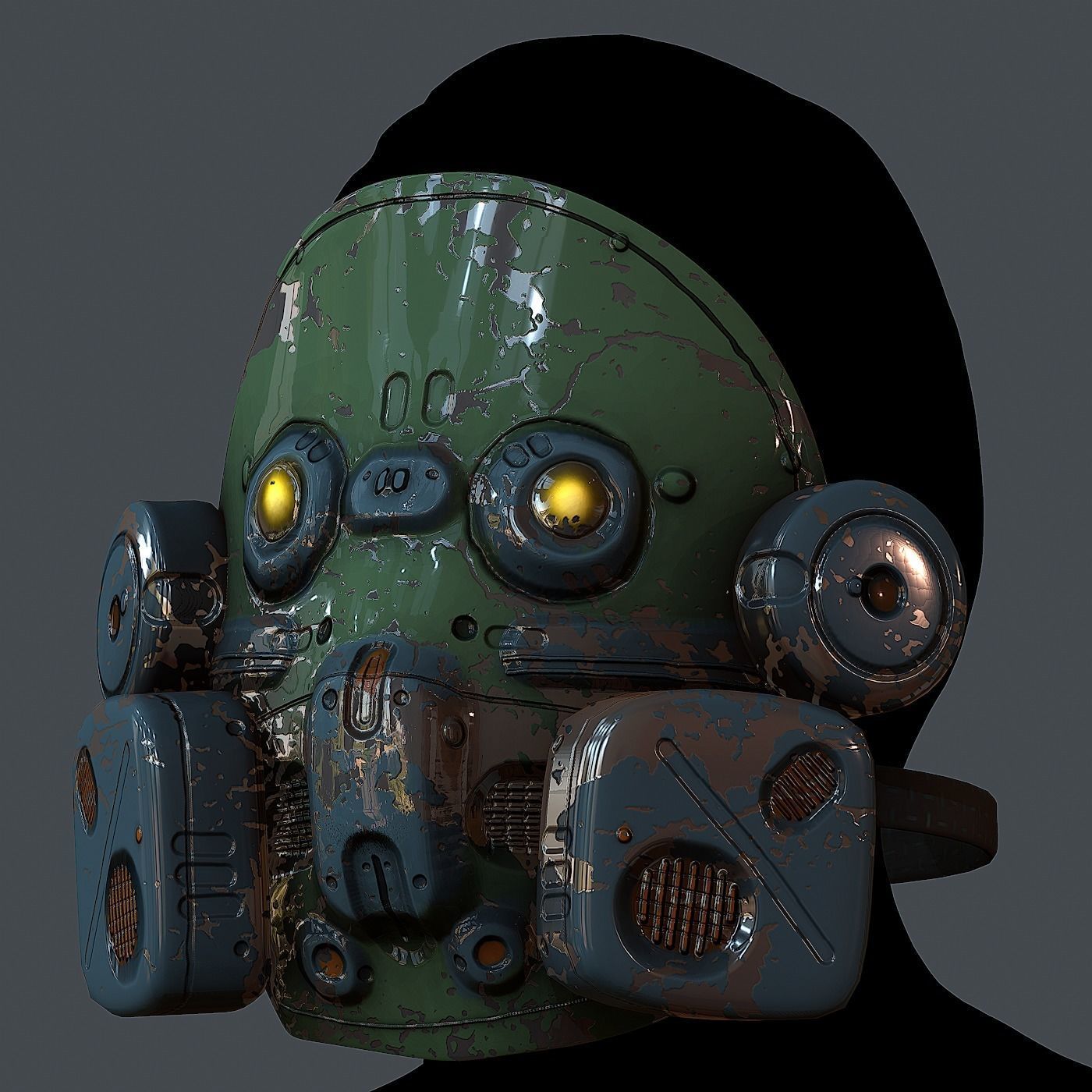 Gas mask helmet 3d model scifi  Low-poly 3D model_2