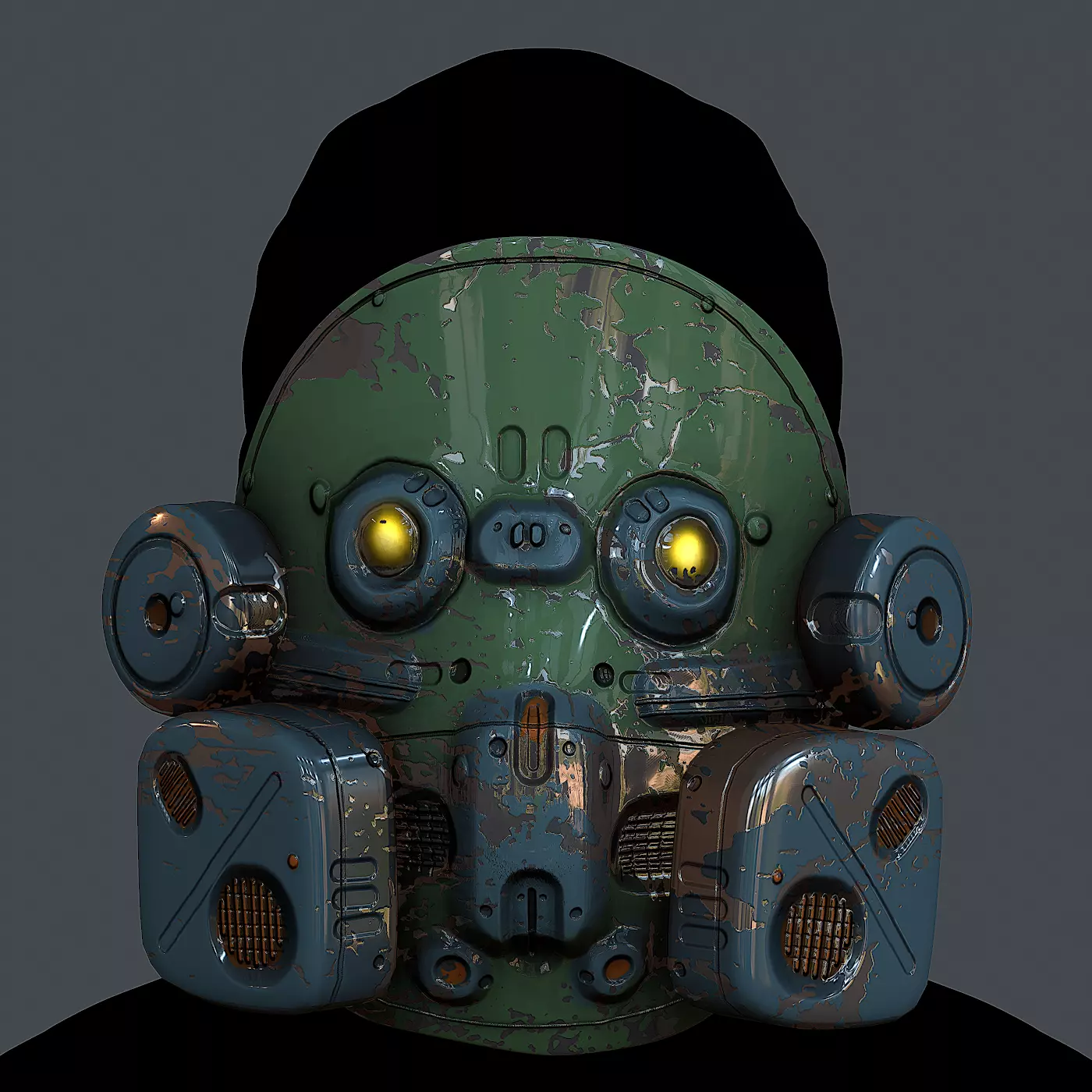 Gas mask helmet 3d model scifi  Low-poly 3D model_0