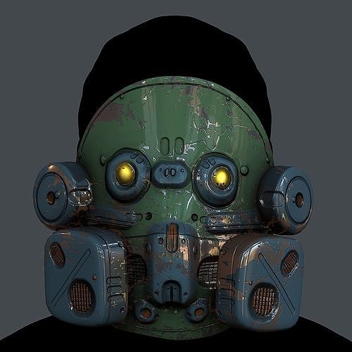 Gas mask helmet 3d model scifi  Low-poly 3D model