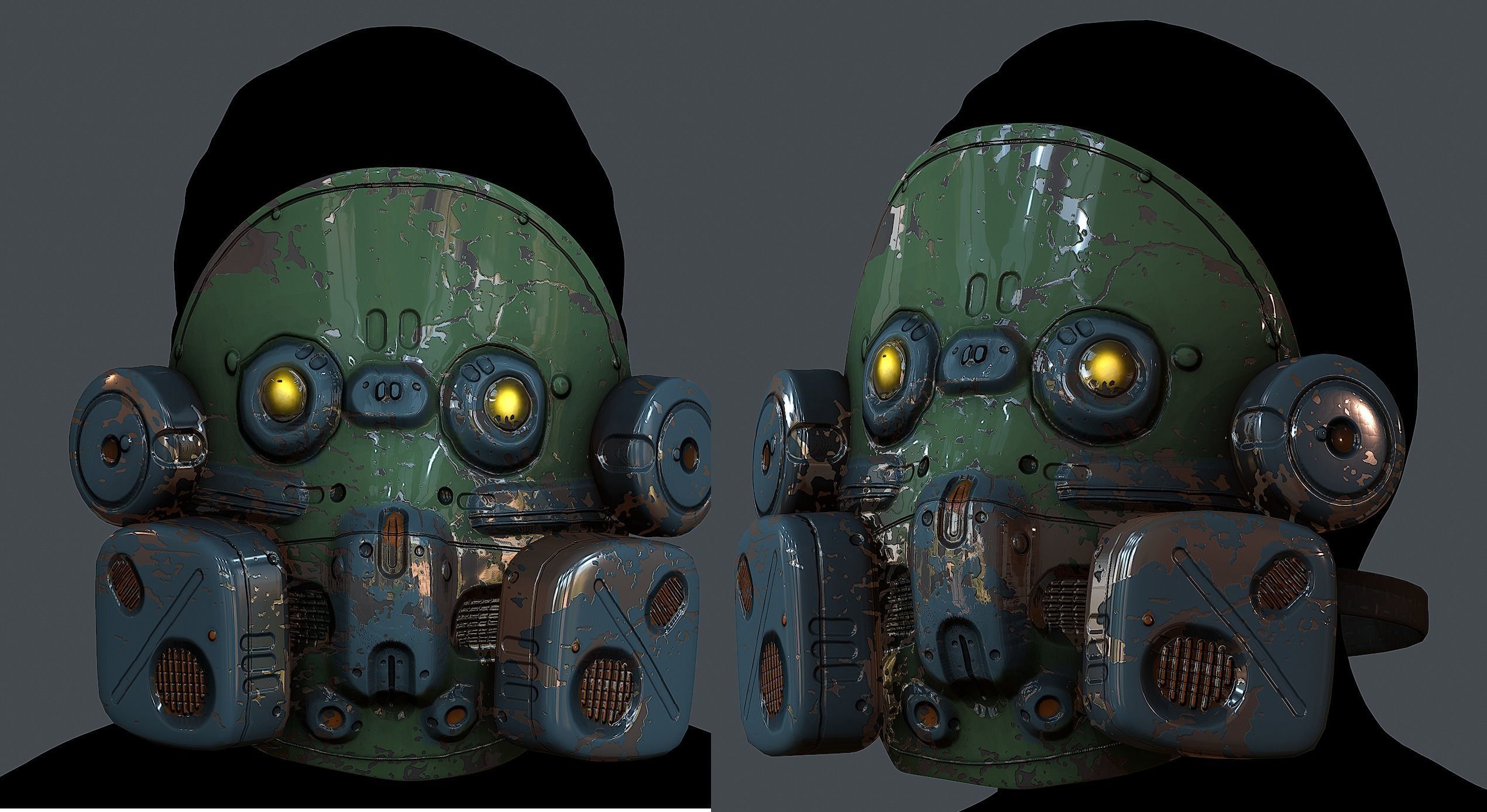 Gas mask helmet 3d model scifi  Low-poly 3D model_1