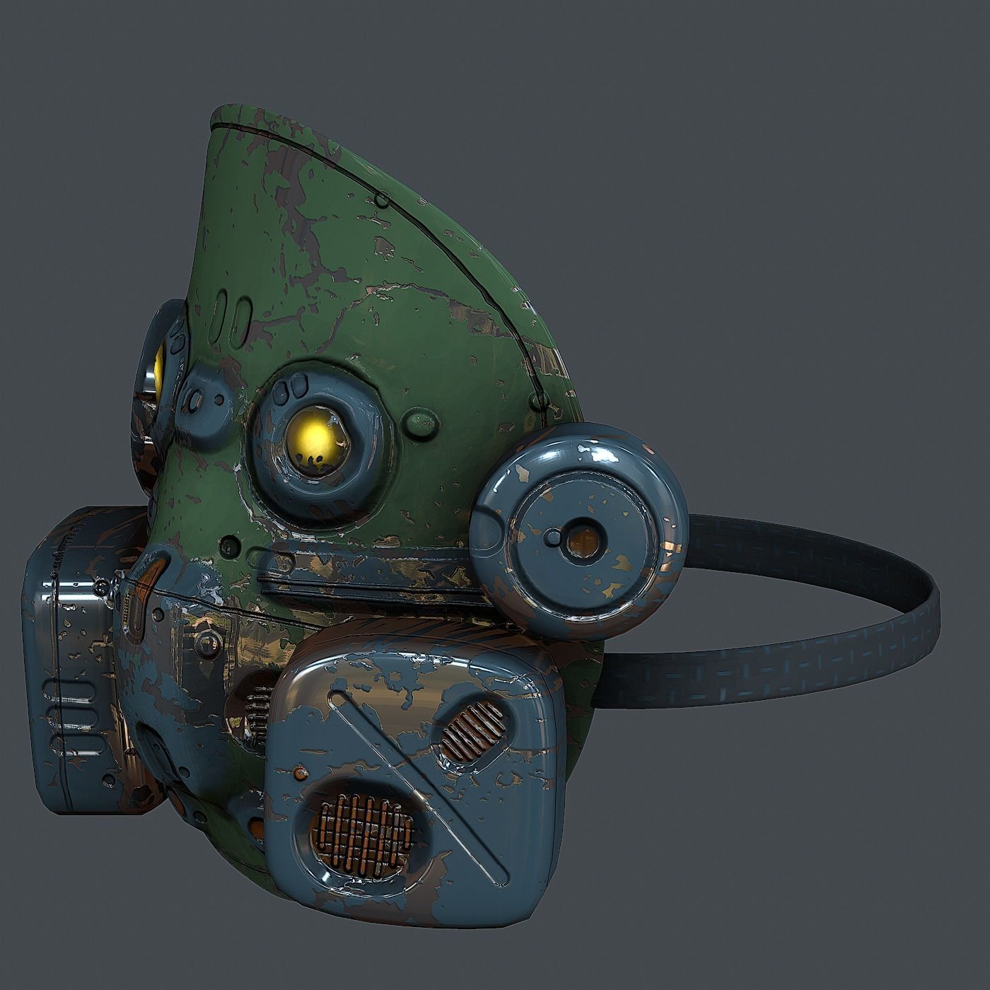 Gas mask helmet 3d model scifi  Low-poly 3D model_5