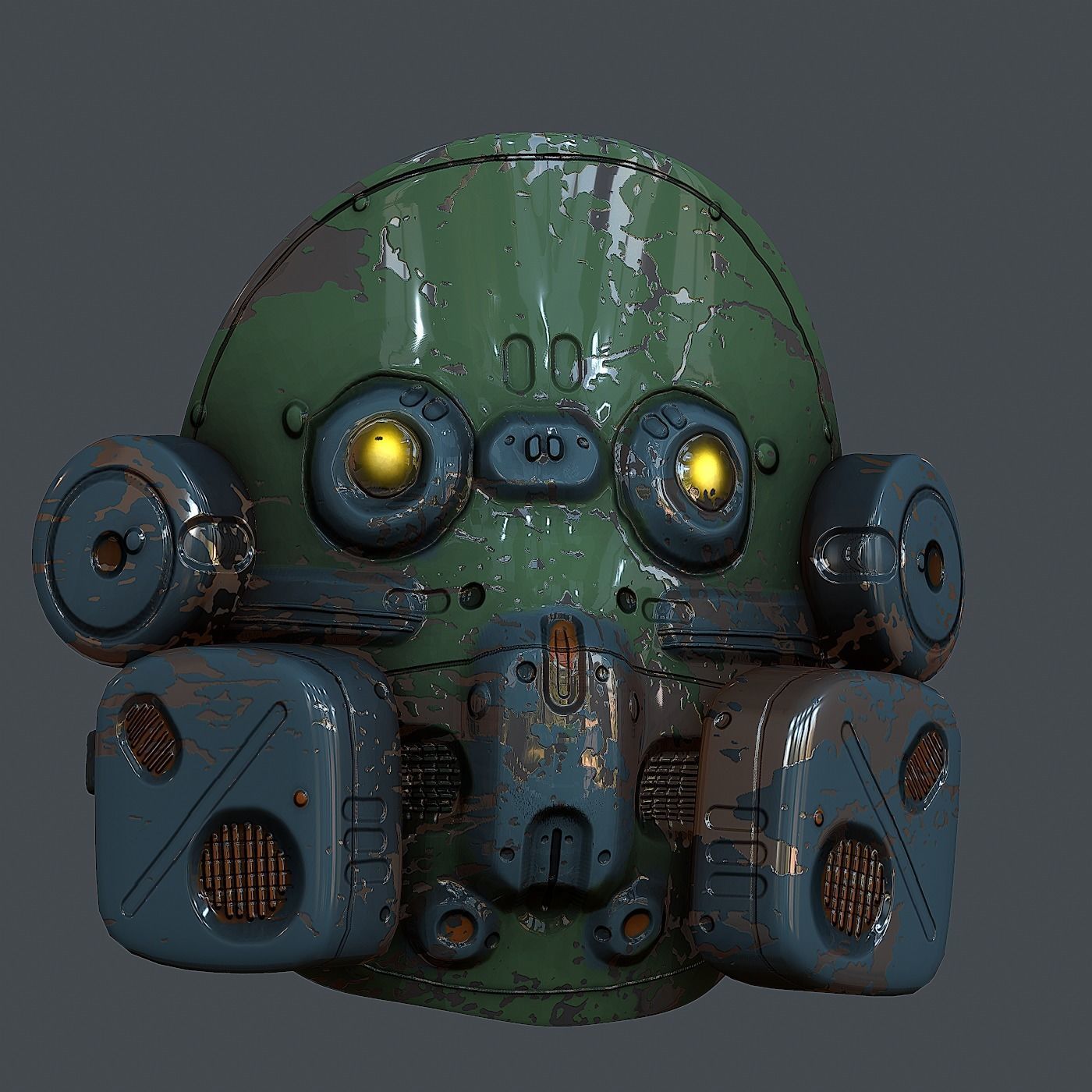 Gas mask helmet 3d model scifi  Low-poly 3D model_6