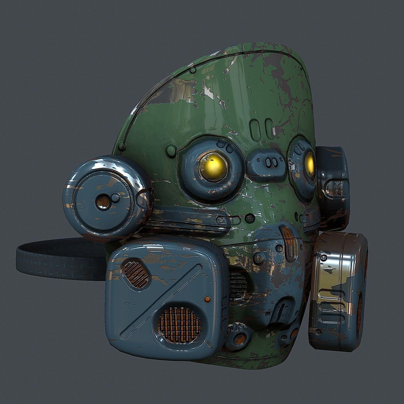 Gas mask helmet 3d model scifi  Low-poly 3D model_3