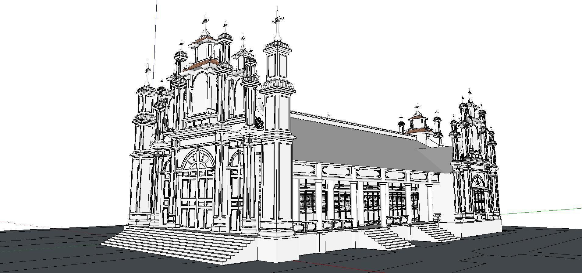 Architecture-Religion-God-Culture-Temple-0270 church with tower 3D model_1