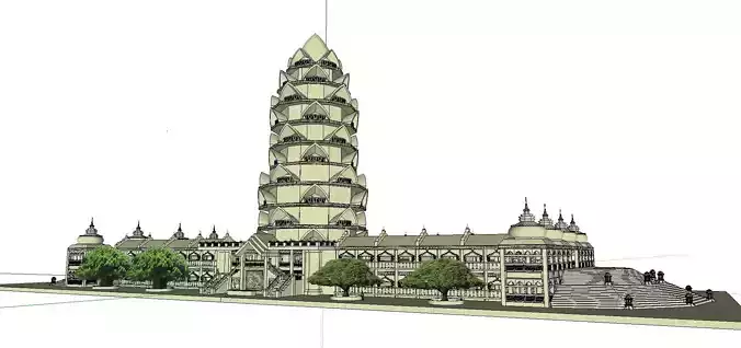 Architecture-Religion-God-Culture-Temple-0269 building with c... 3D model