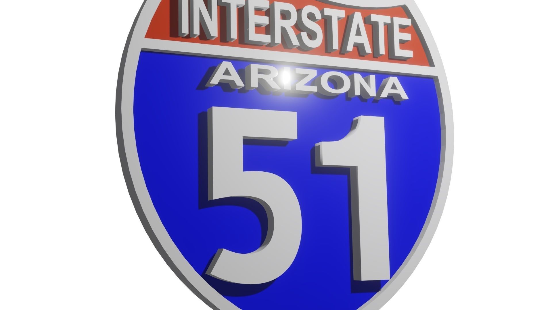 Sign Highway Arizona Interstate 51 3D model_4