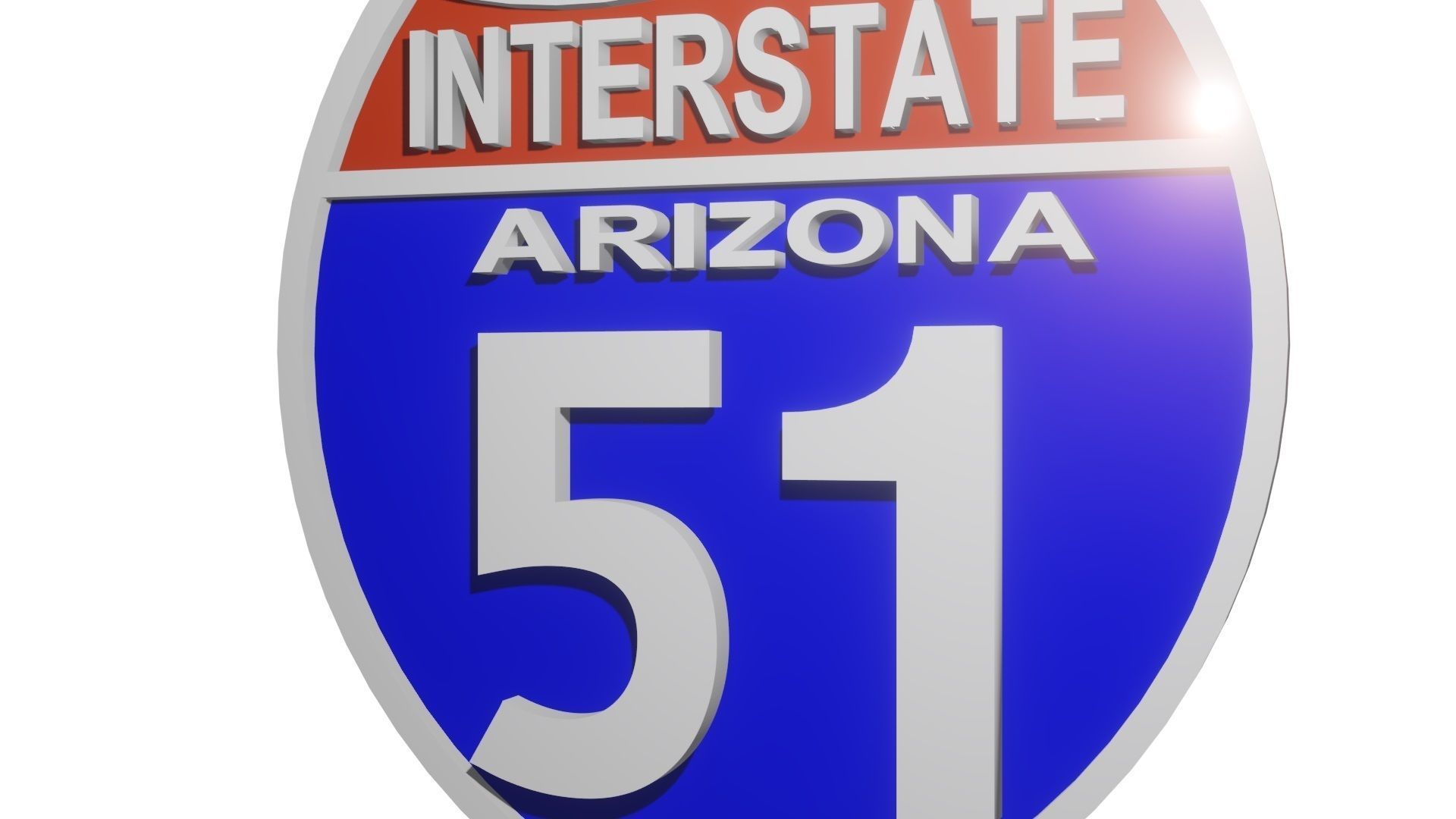 Sign Highway Arizona Interstate 51 3D model_6