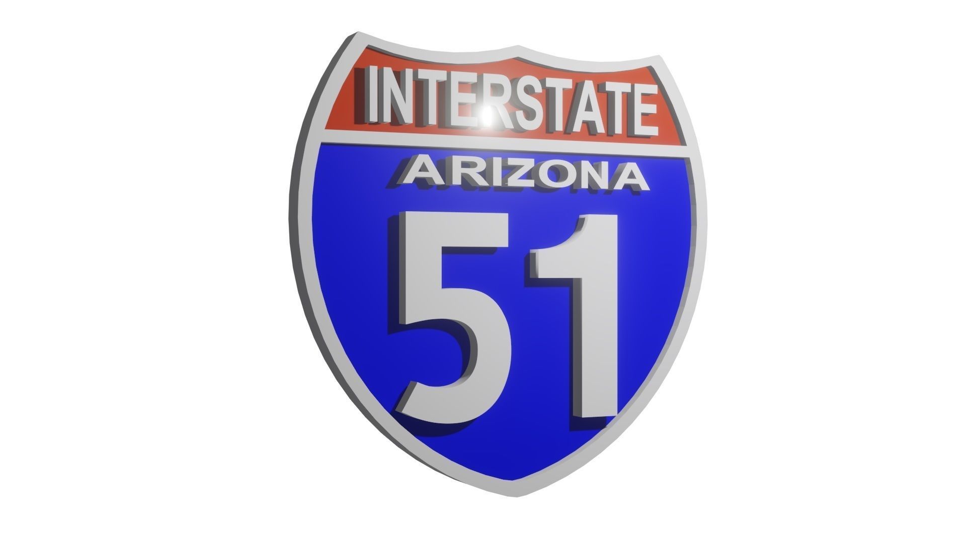 Sign Highway Arizona Interstate 51 3D model_1