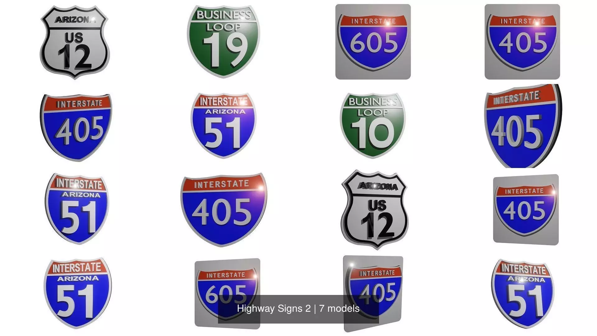 Highway Signs 2 3D Model Collection_0