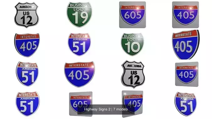 Highway Signs 2 3D Model Collection