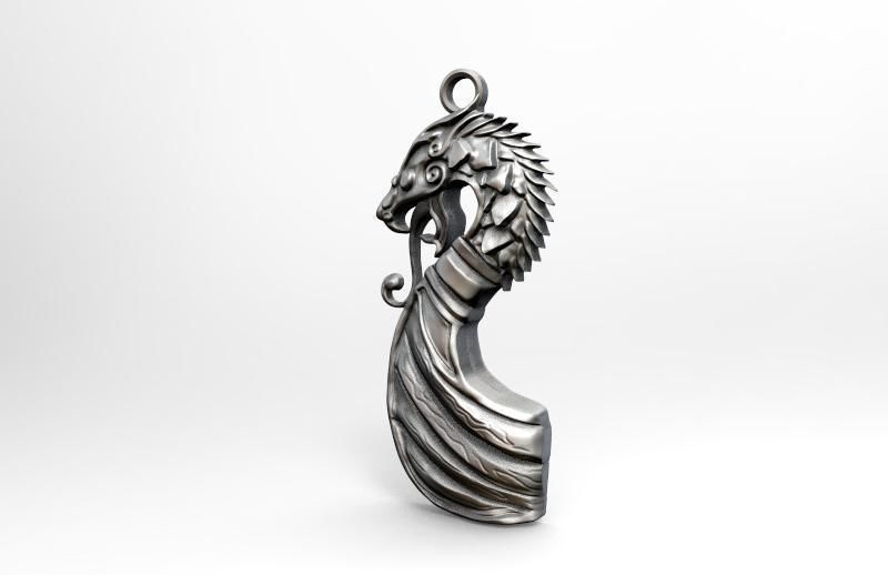 Viking dragon pendant  3D print model_2